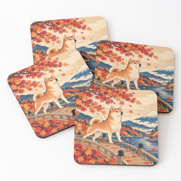 Item preview, Shiba Inu Autumn Fuji Art designed and sold by ARU JAPAN STUDIO.
