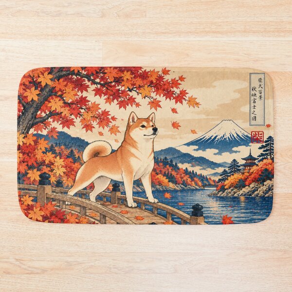 Item preview, Shiba Inu Autumn Fuji Art designed and sold by ARU JAPAN STUDIO.