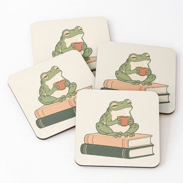 Item preview, Cozy Frog with Books and Tea – Cottagecore designed and sold by DreamCraze.