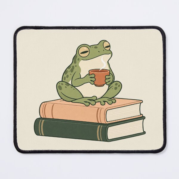 Item preview, Cozy Frog with Books and Tea – Cottagecore designed and sold by DreamCraze.