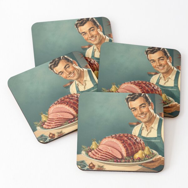 Item preview, Vintage Cook with Festive Ham Roast Pork Kitchen designed and sold by Mauswohn.