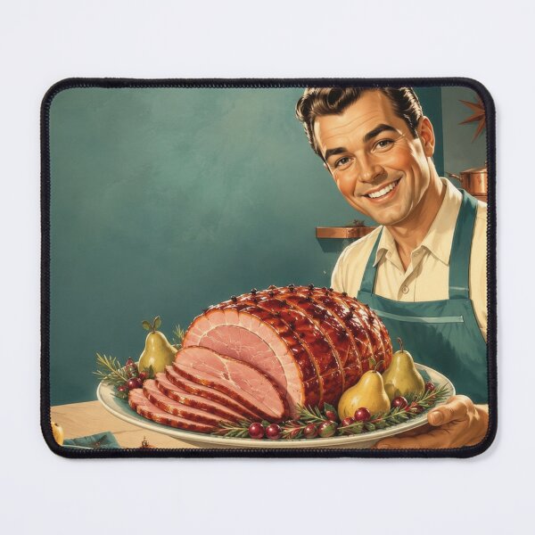 Item preview, Vintage Cook with Festive Ham Roast Pork Kitchen designed and sold by Mauswohn.