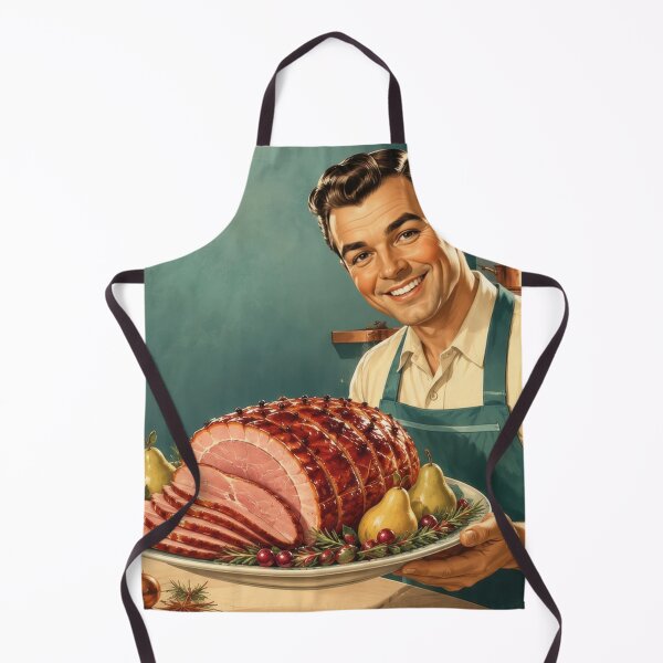 Item preview, Vintage Cook with Festive Ham Roast Pork Kitchen designed and sold by Mauswohn.