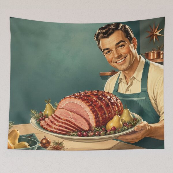 Item preview, Vintage Cook with Festive Ham Roast Pork Kitchen designed and sold by Mauswohn.