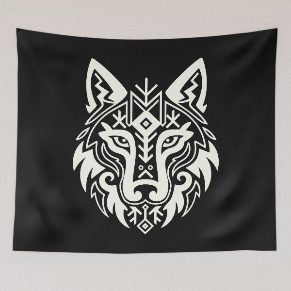 Item preview, Fenrir: Geometric Norse Wolf Runic Design in white designed and sold by JacquiTaylorArt.