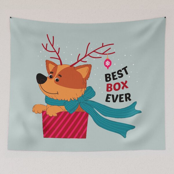 Item preview, Best Box Ever Funny Christmas Corgi Reindeer Antlers Gift designed and sold by Skryp-art.