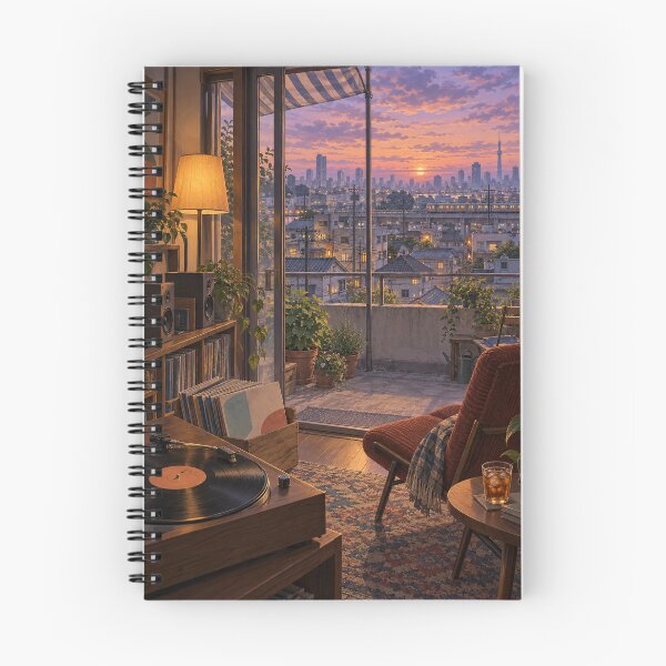 Item preview, Tokyo Sunset Vinyl Listening Room – Cozy Lofi Art designed and sold by DreamCraze.