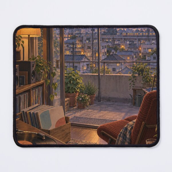 Item preview, Tokyo Sunset Vinyl Listening Room – Cozy Lofi Art designed and sold by DreamCraze.