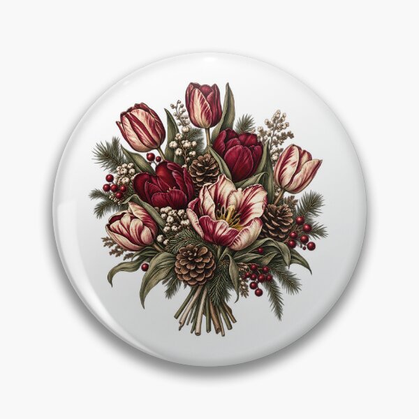 Item preview, Tulip Winter Floral Bouquet Pine Cone Botanical Christmas Nature designed and sold by Rtcraftani.