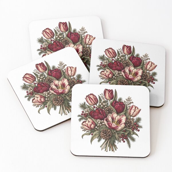Item preview, Tulip Winter Floral Bouquet Pine Cone Botanical Christmas Nature designed and sold by Rtcraftani.
