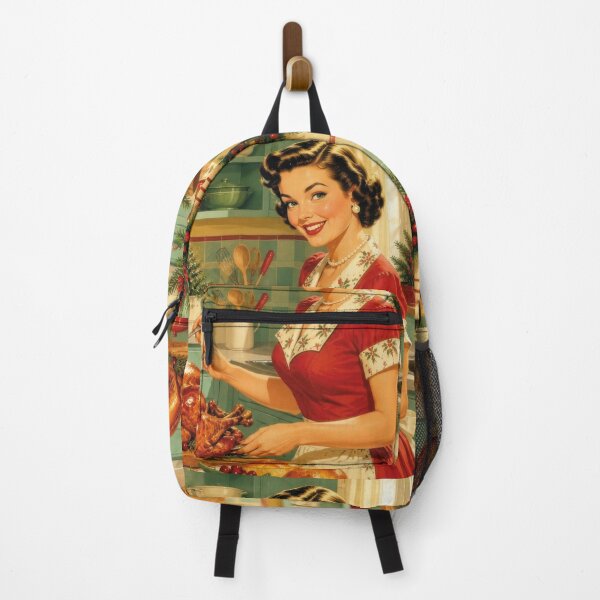 Item preview, Vintage woman with holiday roast turkey in kitchen designed and sold by Mauswohn.