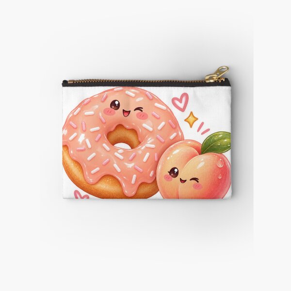 Item preview, Cute Peach and Pink Donut Kawaii Sticker designed and sold by Kiralemon.