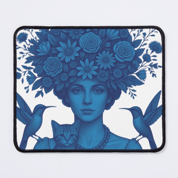 Item preview, Collage featuring a woman in cobalt. designed and sold by Knock on my door.