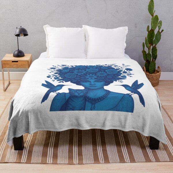 Item preview, Collage featuring a woman in cobalt. designed and sold by Knock on my door.