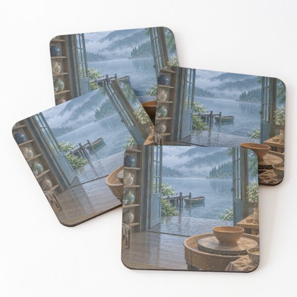 Item preview, Cozy Lakeside Pottery Studio on a Rainy Day designed and sold by DreamCraze.