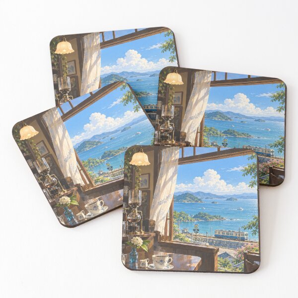 Item preview, Japanese Seaside Cafe – Summer Coffee and Coastal Train designed and sold by DreamCraze.