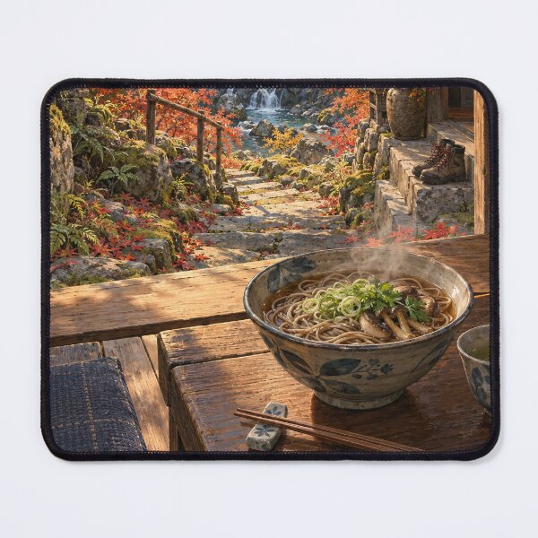 Item preview, Japanese Autumn Mountain Retreat – Soba and Maple Leaves designed and sold by DreamCraze.