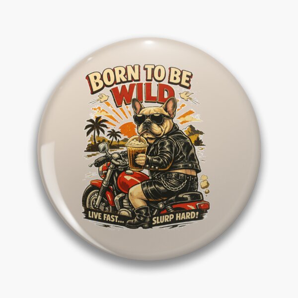 Item preview, French Buldog drinke coffie on motorbike designed and sold by DIGOR shop.