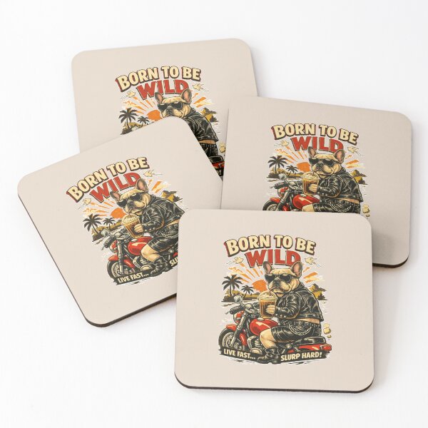 Item preview, French Buldog drinke coffie on motorbike designed and sold by DIGOR shop.
