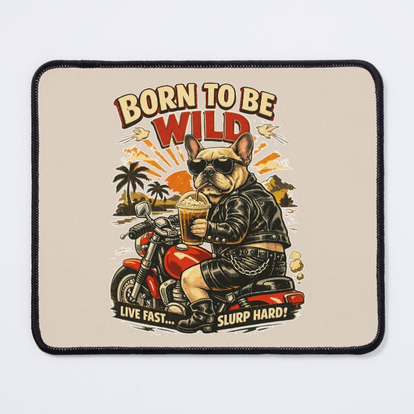 Item preview, French Buldog drinke coffie on motorbike designed and sold by DIGOR shop.