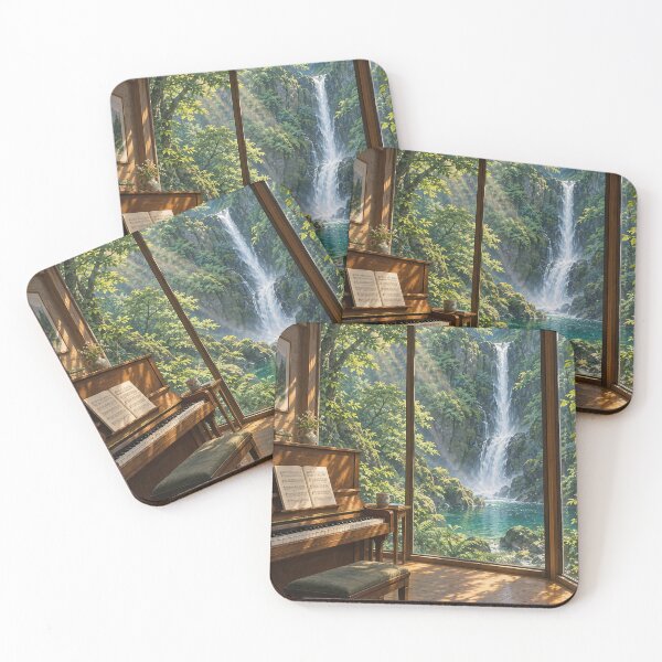 Item preview, Cozy Forest Piano Room with Waterfall View designed and sold by DreamCraze.