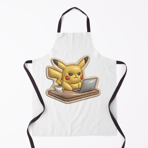 Item preview, Angry Pikachu Working on Laptop with Coffee Cute Gamer Meme Style designed and sold by BlackSyeth.
