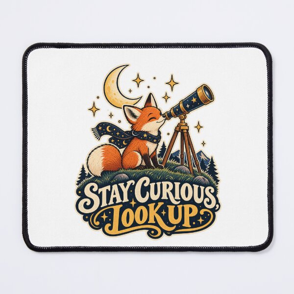 Item preview, Stay Curious, Look Up — Stargazing Fox designed and sold by Good Mood Foundry.