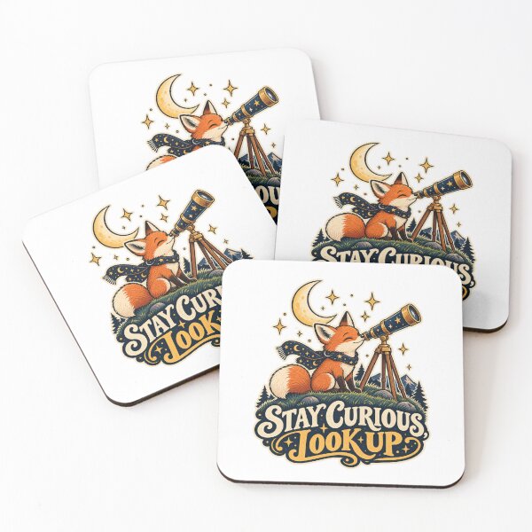 Item preview, Stay Curious, Look Up — Stargazing Fox designed and sold by Good Mood Foundry.