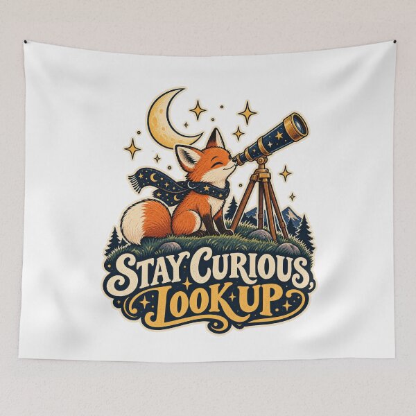 Item preview, Stay Curious, Look Up — Stargazing Fox designed and sold by Good Mood Foundry.