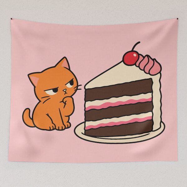 Item preview, Grumpy Cat Wants Cake Funny Orange Cat Dessert designed and sold by MewMade.