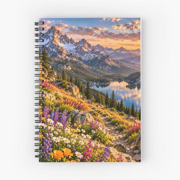 Item preview, Mountain Wildflower Lake Sunset Alpine Landscape Wall Art designed and sold by IRON SIREN.