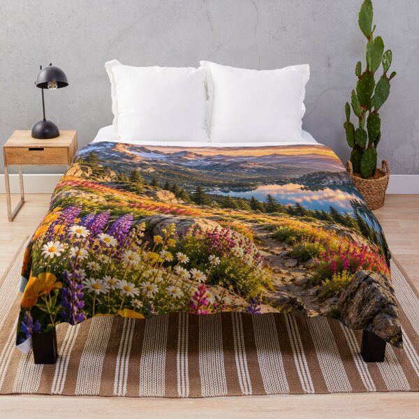 Item preview, Mountain Wildflower Lake Sunset Alpine Landscape Wall Art designed and sold by IRON SIREN.