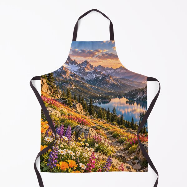 Item preview, Mountain Wildflower Lake Sunset Alpine Landscape Wall Art designed and sold by IRON SIREN.