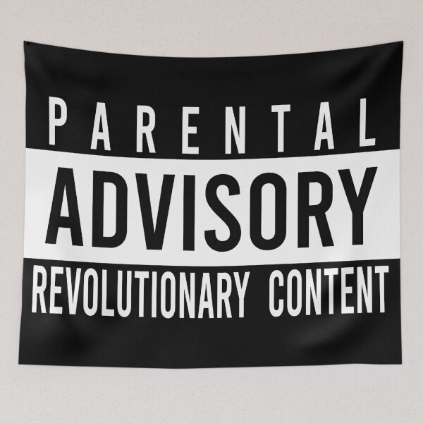 Item preview, parental advisory revolutionary content - hip hop rap culture streetwear designed and sold by XIOMOS.