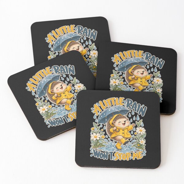 Item preview, A Little Rain Won’t Stop Me — Hedgehog designed and sold by Good Mood Foundry.
