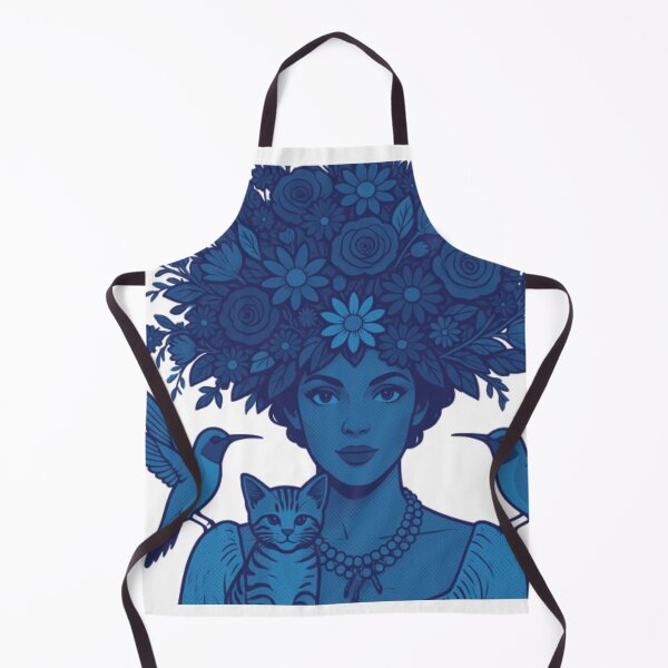 Item preview, Cobalt Pop Art Queen: Woman, Cat & Birds designed and sold by Knock on my door.