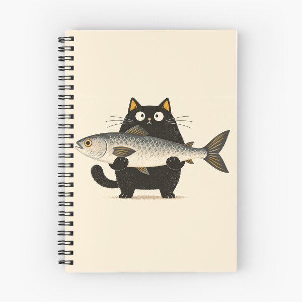 Item preview, Black cat with big fish in paws designed and sold by anytka.