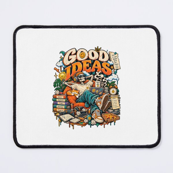 Item preview, Good Ideas – Lazy Brain Funny Skeleton & Cat designed and sold by NarpLTD.