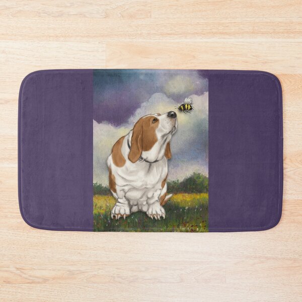Item preview, Basset Hound Dog with Bee in Country Landscape designed and sold by JoyfulWhimsy.