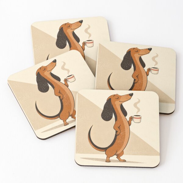 Item preview, Dachshund enjoys a cup of coffee designed and sold by anytka.
