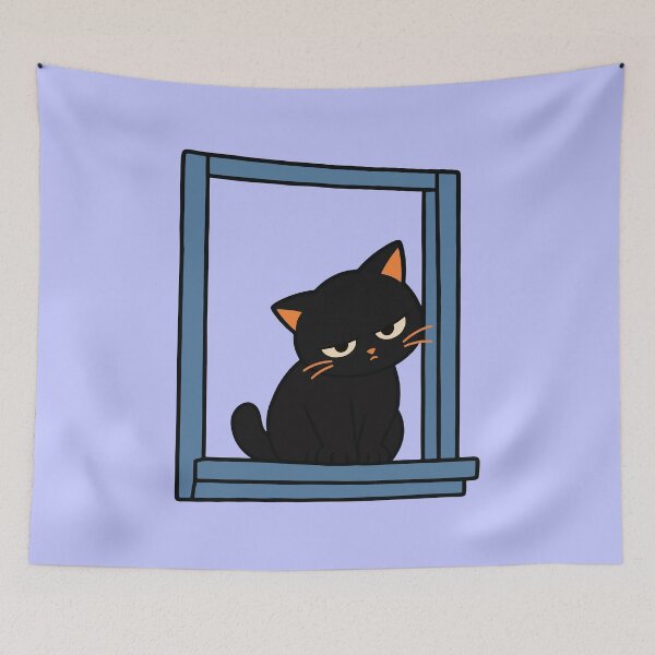 Item preview, Black Cat at the Window Funny Cat designed and sold by MewMade.
