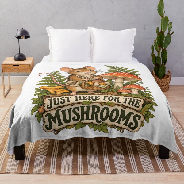 Item preview, Just Here for the Mushrooms - Woodland Mouse designed and sold by Good Mood Foundry.