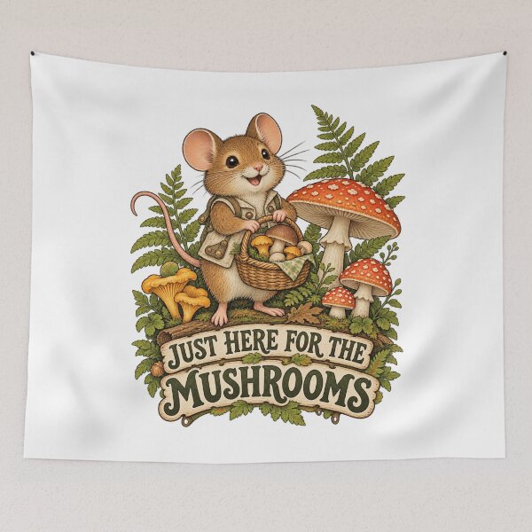Item preview, Just Here for the Mushrooms - Woodland Mouse designed and sold by Good Mood Foundry.