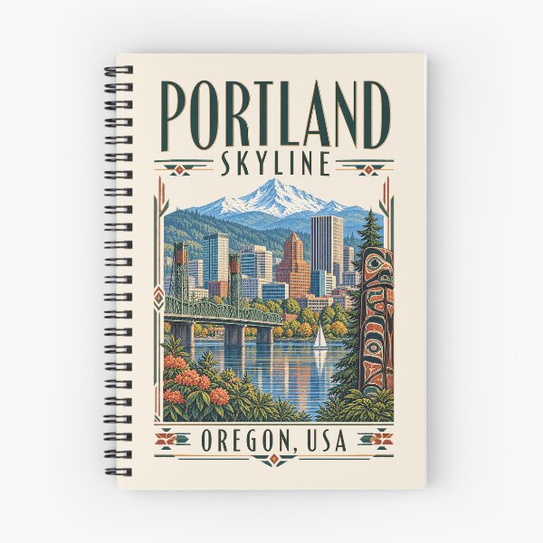 Item preview, Portland Skyline, Oregon, USA [Vintage Illustration] designed and sold by elektronen.