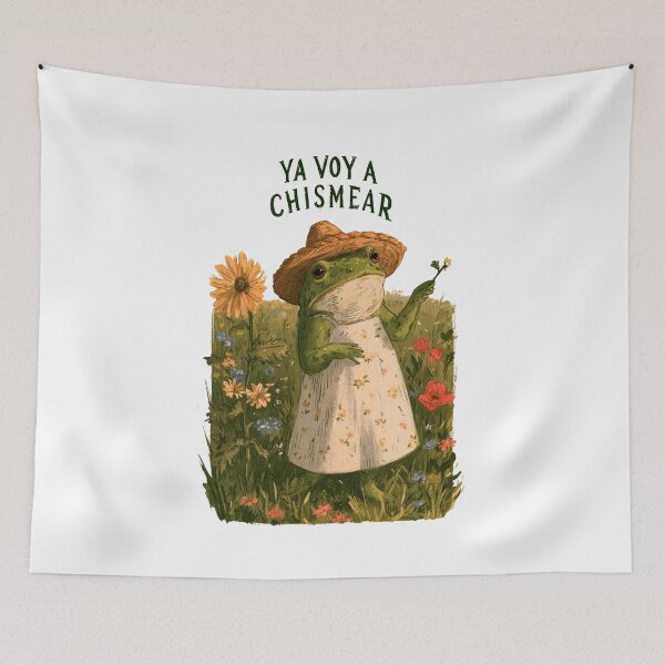 Item preview, Ya Voy a Chismear Funny Gossiping Frog Cottagecore Style designed and sold by DyzioSupply.