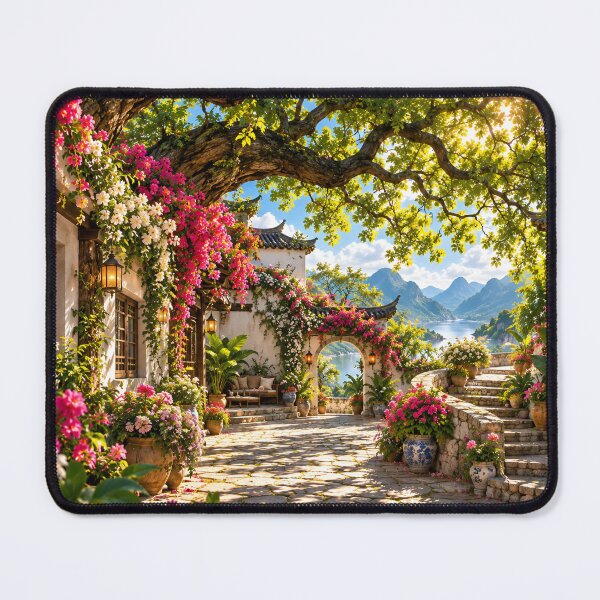 Item preview, Chinese Courtyard Garden Flowering Tree Mountain Lake Wall Art designed and sold by IRON SIREN.