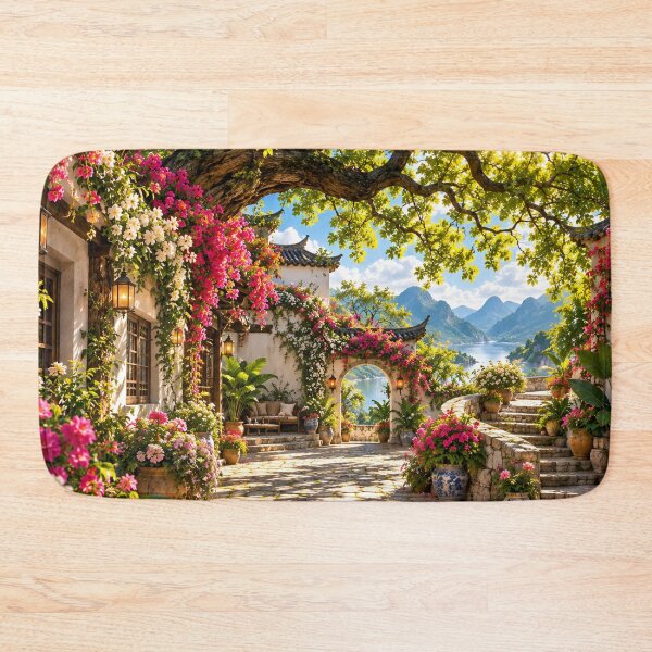 Item preview, Chinese Courtyard Garden Flowering Tree Mountain Lake Wall Art designed and sold by IRON SIREN.