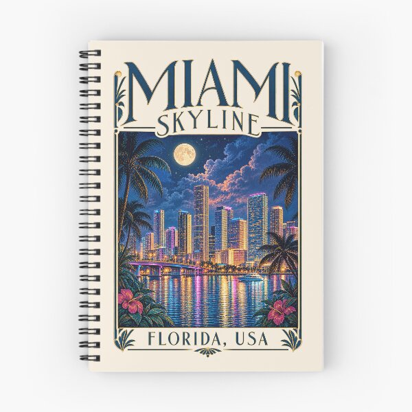 Item preview, Miami Skyline, Florida, USA [Vintage Illustration] designed and sold by elektronen.