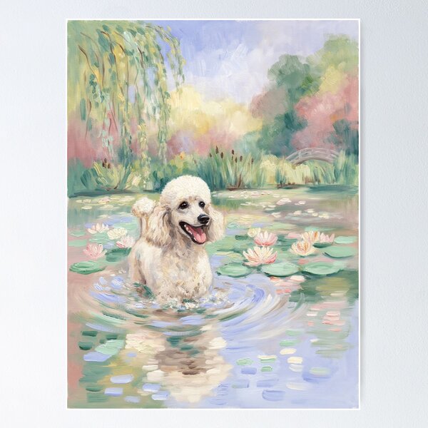 Item preview, Poodle Monet Water Lilies - Impressionist Dog Art Gift designed and sold by brindled.