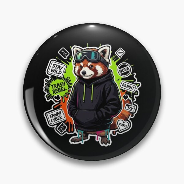 Item preview, Kawaii Cyber Red Panda Streetwear Urban art designed and sold by PoleksGraphics.